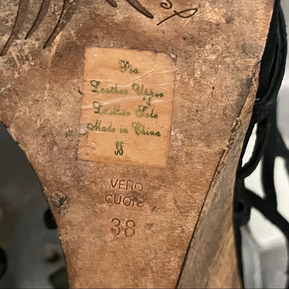 Jean-Michel Cazabat Black Cage Slingback Wedge Sandals Size 38 US 8 - Picture 10 of 11